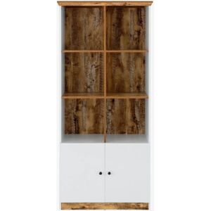 Loft24 Bokhylle Castor - 6 åpne rom, 2 dører - Hvit/eik Loft24 Bokhylle Castor - 6 åpne rom, 2 dører - Hvit/eik