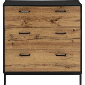 Loft24 Rocco Kommode - Braun/Schwarz - 3 Schubladen - Moderner Stauraum Loft24 Rocco Kommode - Braun/Schwarz - 3 Schubladen - Moderner Stauraum