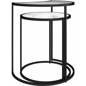 Dorel Home Moon Sidebord - Rund, Marmor og Glass, Svart-Hvit Dorel Home Moon Sidebord - Rund, Marmor og Glass, Svart-Hvit