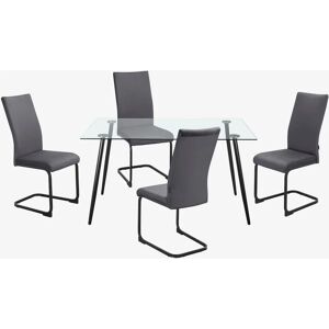 Homeroom - Moderne Spisebordsett i Grå med 4 Stoler - Danny - 140x80 cm Homeroom - Moderne Spisebordsett i Grå med 4 Stoler - Danny - 140x80 cm