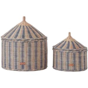 OYOY Spielzeugaufbewahrungsbox - Zirkuskorb 2er-Set in Blau & Beige OYOY Spielzeugaufbewahrungsbox - Zirkuskorb 2er-Set in Blau & Beige