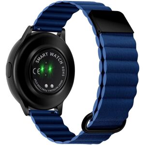 INCOVER Universel Smartwatch Rem 20mm Magnetisk Litchi Læder - Mørk Blå / Sort - Smartwatch Rem INCOVER Universel Smartwatch Rem 20mm Magnetisk Litchi Læder - Mørk Blå / Sort - Smartwatch Rem