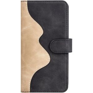 Læder flipcover til iPhone 15 Pro Max med kortlomme - Sort / Brun Læder flipcover til iPhone 15 Pro Max med kortlomme - Sort / Brun