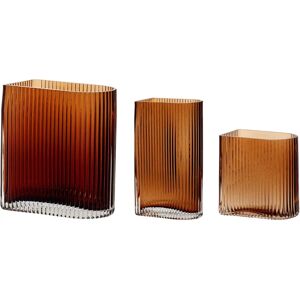 Hübsch Amber Glass Vase Set - Handmade, Multiple Sizes Hübsch Amber Glass Vase Set - Handmade, Multiple Sizes