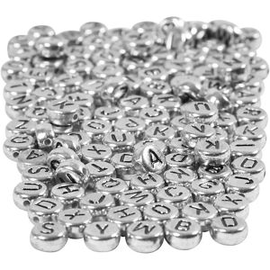 Cuentas con letras - Plata, 7 mm, 1500 uds Cuentas con letras - Plata, 7 mm, 1500 uds