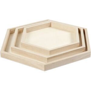 Creativ Company Light Wood Hexagon Trays - 3 Sizes Creativ Company Light Wood Hexagon Trays - 3 Sizes