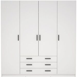 Spell Garderobeskap B183 - Modern Hvit 4 Dører 3 Skuffer Spell Garderobeskap B183 - Modern Hvit 4 Dører 3 Skuffer