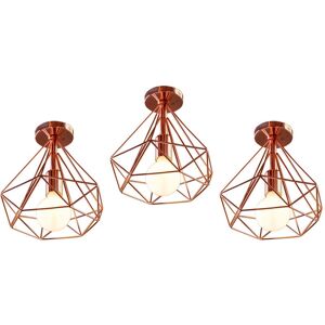 AXHUP Lampada da Soffitto Vintage - 3 Pezzi - Ø25cm Stile Industriale Oro Rosa AXHUP Lampada da Soffitto Vintage - 3 Pezzi - Ø25cm Stile Industriale Oro Rosa