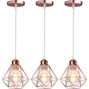 AXHUP Rose Gold 3-Piece Cage Pendant Light - Pendant Light AXHUP Rose Gold 3-Piece Cage Pendant Light - Pendant Light