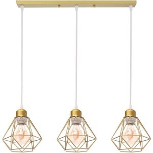 Axhup Vintage Industrial Pendant Light - Ø16cm Geometric Diamond Cage - Gold Axhup Vintage Industrial Pendant Light - Ø16cm Geometric Diamond Cage - Gold