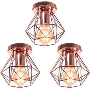 Axhup - Vintage Pendant Lamp 3 Pieces - Ø16cm Industrial Cage Design Axhup - Vintage Pendant Lamp 3 Pieces - Ø16cm Industrial Cage Design