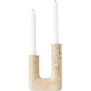 Muubs Minerva Lysestage - Naturlig travertin - 20cm - Hvid Muubs Minerva Lysestage - Naturlig travertin - 20cm - Hvid