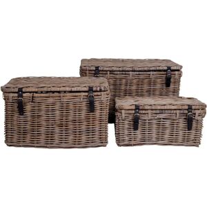 House Nordic Depok Gray Rattan Storage Trunks - Set of 3 House Nordic Depok Gray Rattan Storage Trunks - Set of 3