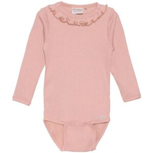 Minymo langermet ribbestrikket babybody - Alt-i-ett i rosa Minymo langermet ribbestrikket babybody - Alt-i-ett i rosa