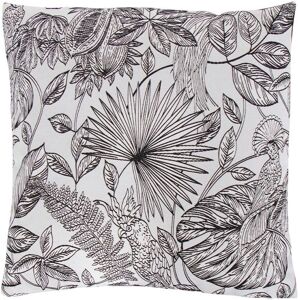 Dekorativ pute Borg Living - 45x45 cm - Svart med fugle- og bladprint Dekorativ pute Borg Living - 45x45 cm - Svart med fugle- og bladprint