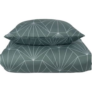 Vendbart grønt bomullssateng sengetøy - 150x210 cm - Dynetrekk og putevar Vendbart grønt bomullssateng sengetøy - 150x210 cm - Dynetrekk og putevar