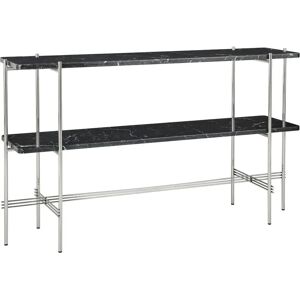 GUBI TS Konsoll H72 2 Hyller Polert Stål/Svart Marquina Marmor GUBI TS Konsoll H72 2 Hyller Polert Stål/Svart Marquina Marmor