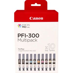 Canon PFI-300 Ink Cartridge - 10 pcs, Black, Blue, Cyan, Grey, Magenta, Photo Black, Photo Magenta, Red, Yellow Canon PFI-300 Ink Cartridge - 10 pcs, Black, Blue, Cyan, Grey, Magenta, Photo Black, Photo Magenta, Red, Yellow