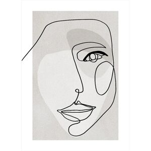Malerifabrikken Face Line 3 - Grå - 50x70 - Poster Malerifabrikken Face Line 3 - Grå - 50x70 - Poster