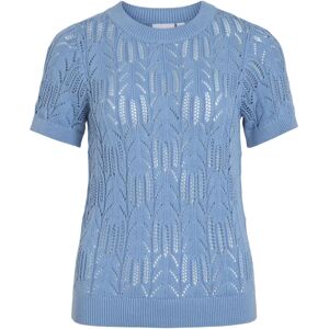 Vila - TopviCotti Bomuldskortærmet Strik - Blå - Kvinder Vila - TopviCotti Bomuldskortærmet Strik - Blå - Kvinder