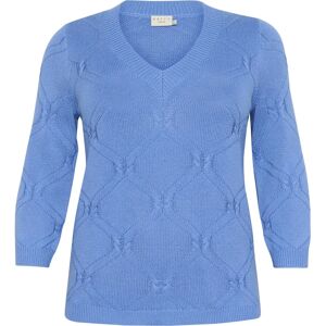 KAFFE Bleu Pull en Tricot à Col en V - Pull - Publicité KAFFE Bleu Pull en Tricot à Col en V - Pull - Publicité