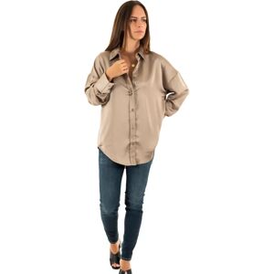 Only - onlMarta LS Oversize Satin Shirt - Beige - Dam Only - onlMarta LS Oversize Satin Shirt - Beige - Dam
