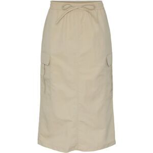 Hame beige mittendelskjorta - Elastisk midja, fickor, bakspalt Hame beige mittendelskjorta - Elastisk midja, fickor, bakspalt