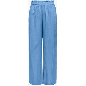 Only - Tokyo Linneblanding Bred Bukse - Blå - Bukse Only - Tokyo Linneblanding Bred Bukse - Blå - Bukse