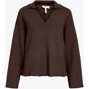 Object - Reynolds LS V-hals Strikkepolo - Brun - Poloshirt Object - Reynolds LS V-hals Strikkepolo - Brun - Poloshirt