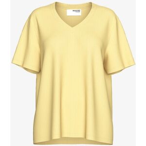 Selected FEMME - Modell slfEssential SS V-hals T-skjorte - Gul Selected FEMME - Modell slfEssential SS V-hals T-skjorte - Gul