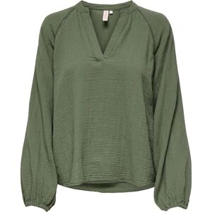 ONLY Grön Blus V-ringning Lång ballongärm - Blus ONLY Grön Blus V-ringning Lång ballongärm - Blus