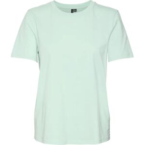Vero Moda - Grøn 36/38 Bomuld T-shirt med bådudskæring Vero Moda - Grøn 36/38 Bomuld T-shirt med bådudskæring