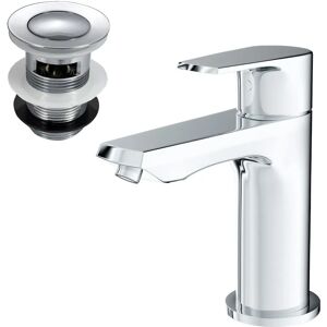 Nes Home - Modern Chrome Basin Mono Mixer - Waste - Bathroom Faucet Nes Home - Modern Chrome Basin Mono Mixer - Waste - Bathroom Faucet