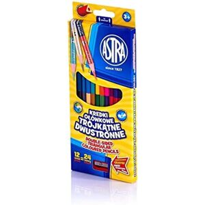Astra, Crayons Triangulaires Double Face, 24 Couleurs Astra, Crayons Triangulaires Double Face, 24 Couleurs