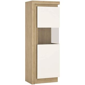 Furniture To Go Lyon White High Gloss Oak Narrow Display Cabinet - Display Cabinet Furniture To Go Lyon White High Gloss Oak Narrow Display Cabinet - Display Cabinet