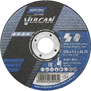 Norton VULCAN A 41 - Disco taglio e smeriglio per acciaio e inox - 125x1,6mm Norton VULCAN A 41 - Disco taglio e smeriglio per acciaio e inox - 125x1,6mm