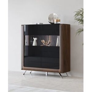 Leonique Kasai Highboard - Wallnut Columbia/Schwarz - 136,5cm hoch Leonique Kasai Highboard - Wallnut Columbia/Schwarz - 136,5cm hoch