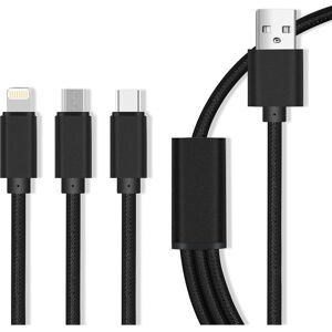 Cable para Teléfono Móvil MaXlife OEM001520 - Negro - 1m - USB A Micro USB Lightning USB C Cable para Teléfono Móvil MaXlife OEM001520 - Negro - 1m - USB A Micro USB Lightning USB C