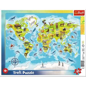 Trefl World Map with Animals Puzzle - 25 Pieces - Puzzle for Kids 4+ Trefl World Map with Animals Puzzle - 25 Pieces - Puzzle for Kids 4+