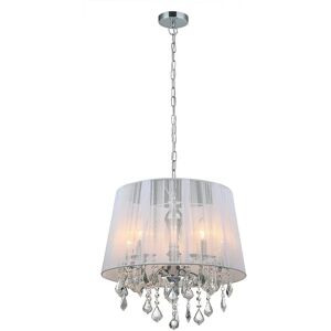 Italux Cornelia White Chrome Pendant - 5 Light, E14, 40W Italux Cornelia White Chrome Pendant - 5 Light, E14, 40W