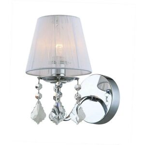 Italux Cornelia Wall Lamp Chrome White - Wall Lamp with Fabric Shade Italux Cornelia Wall Lamp Chrome White - Wall Lamp with Fabric Shade