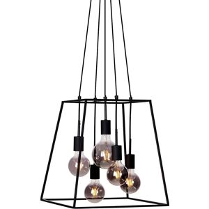 Italux Almodovi Black Steel Retro 6 Light Pendant - Lighting Italux Almodovi Black Steel Retro 6 Light Pendant - Lighting