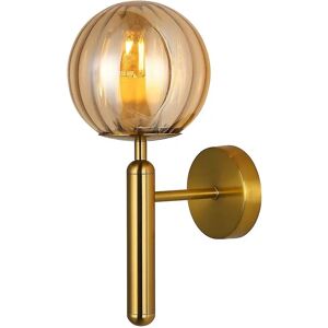 Italux Ravena Wall Lamp - Brass Amber Steel Glass 1 Light Italux Ravena Wall Lamp - Brass Amber Steel Glass 1 Light