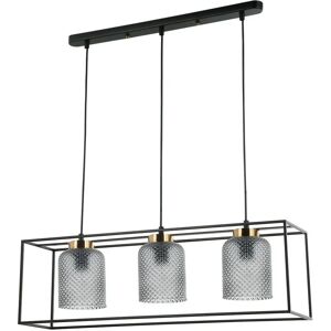 Italux Sinella Industrial Pendant Light - 3 Light Bar, Black Steel Italux Sinella Industrial Pendant Light - 3 Light Bar, Black Steel