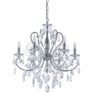 Italux Chrome 6-Light Crystal Chandelier - Classic Style Italux Chrome 6-Light Crystal Chandelier - Classic Style