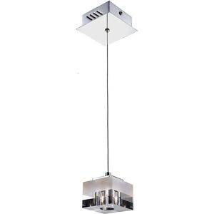 Italux Cubric - Chrome Pendant Light with Glass, White Stripe - Modern Lighting Italux Cubric - Chrome Pendant Light with Glass, White Stripe - Modern Lighting