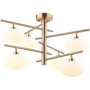 Italux Fiorenzo - Modern Hanging Pendant Brass 6 Light with White Shade - Lighting Pendant Italux Fiorenzo - Modern Hanging Pendant Brass 6 Light with White Shade - Lighting Pendant