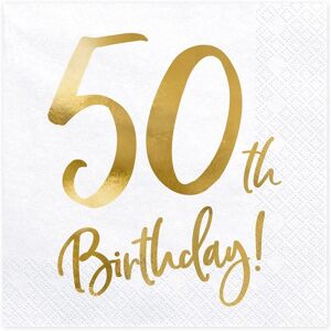 Pricenet 50. Geburtstag Papier Servietten - Weiß, 33x33cm, 20 Stk Pricenet 50. Geburtstag Papier Servietten - Weiß, 33x33cm, 20 Stk