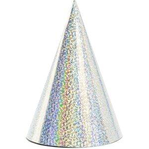 Chapeau de fête PartyDeco - Holographique argenté, lot de 6 - Publicité Chapeau de fête PartyDeco - Holographique argenté, lot de 6 - Publicité
