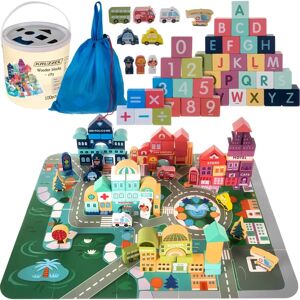 Kruzzel Blocs de Bois - Ville 100 pcs - Éducatif & Résistant - Publicité Kruzzel Blocs de Bois - Ville 100 pcs - Éducatif & Résistant - Publicité